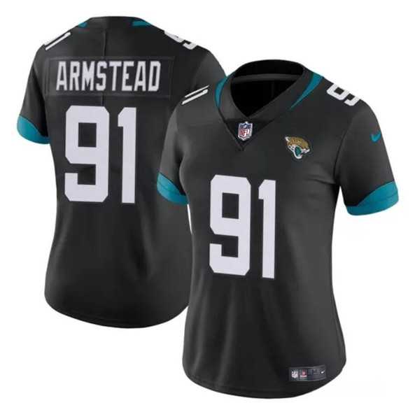 Womens Jacksonville Jaguars #91 Arik Armstead Black Vapor Stitched Jersey Dzhi